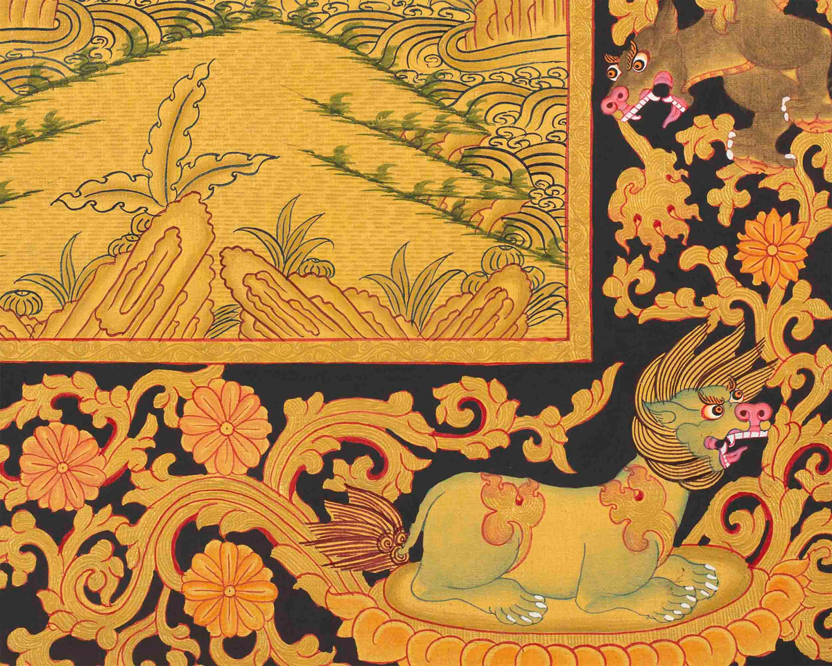 Shakyamuni Buddha Gold Thangka | Religious Tibetan Paint | Wall Decors