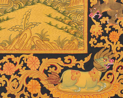 Shakyamuni Buddha Gold Thangka | Religious Tibetan Paint | Wall Decors