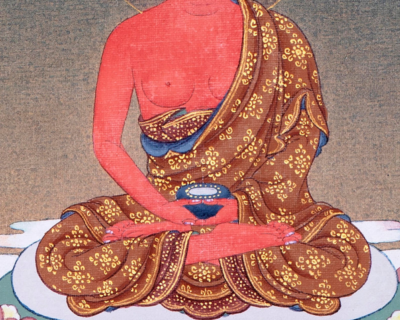 Chenrezig With Amitabha | Buddhist Thangka Print | Bodhisattva Art