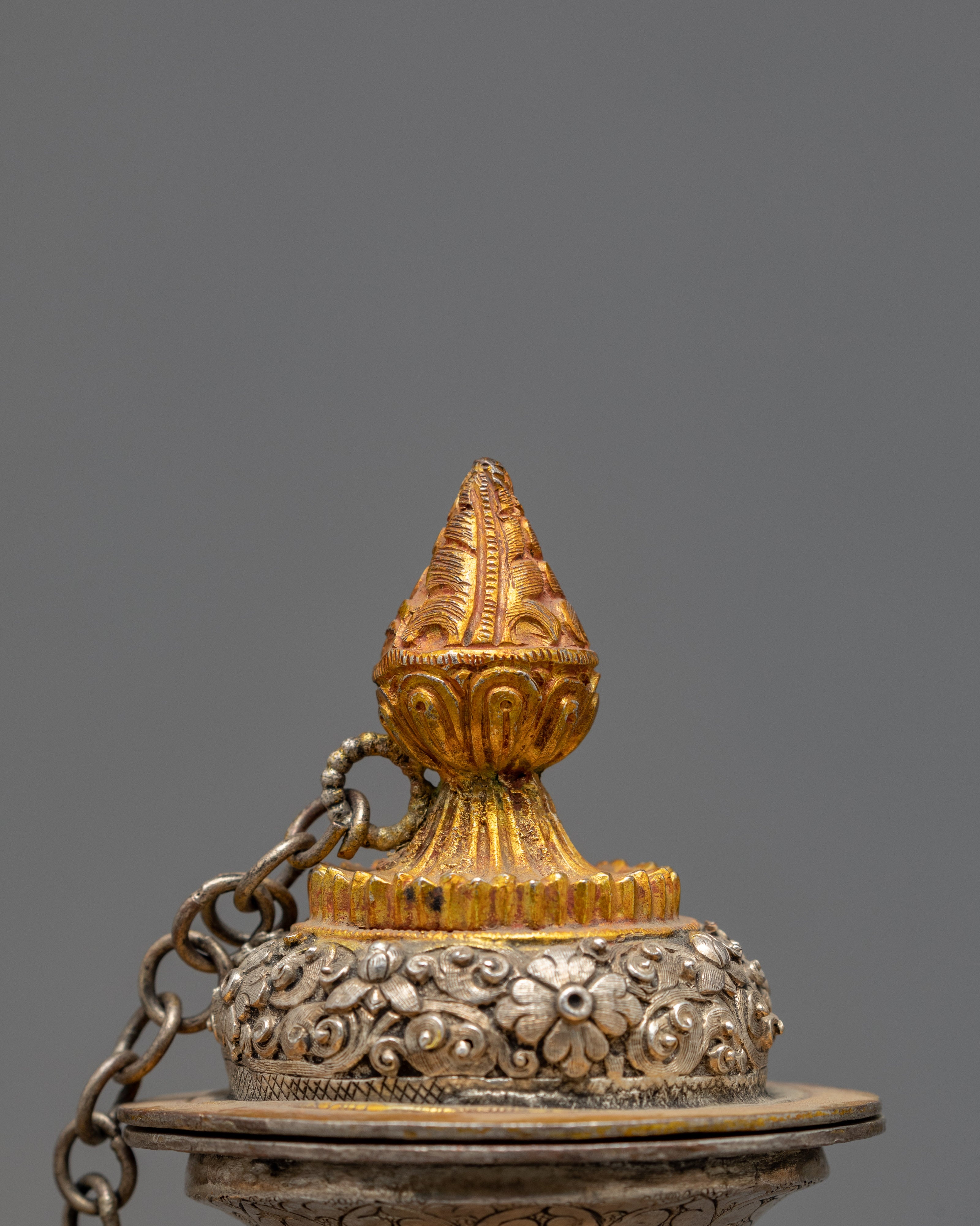 Handcrafted Decorative Tea Pot | Tibetan Copper Tea Pot with Gold & Silver Detailing