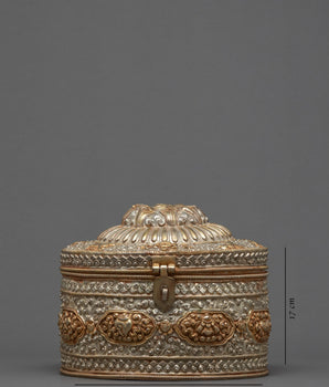 Handmade Nepalese Round Jewelry Box | Small Trinket Box | Oriental Home Decorations