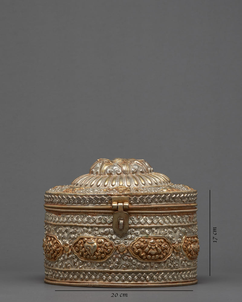Handmade Nepalese Round Jewelry Box | Small Trinket Box | Oriental Home Decorations