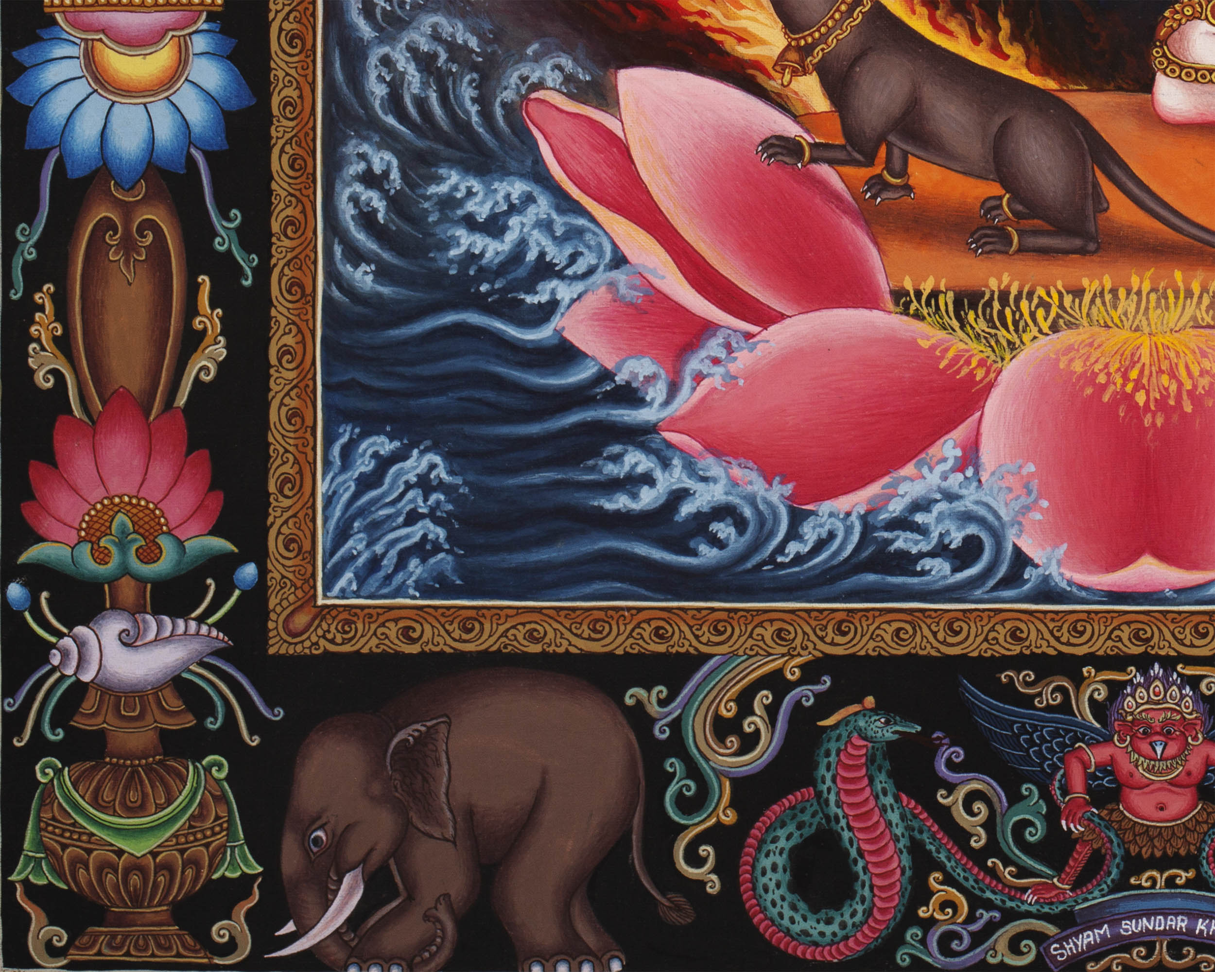 Newari Ganesh Thangka Digital Prints | 4Armed Ganesh