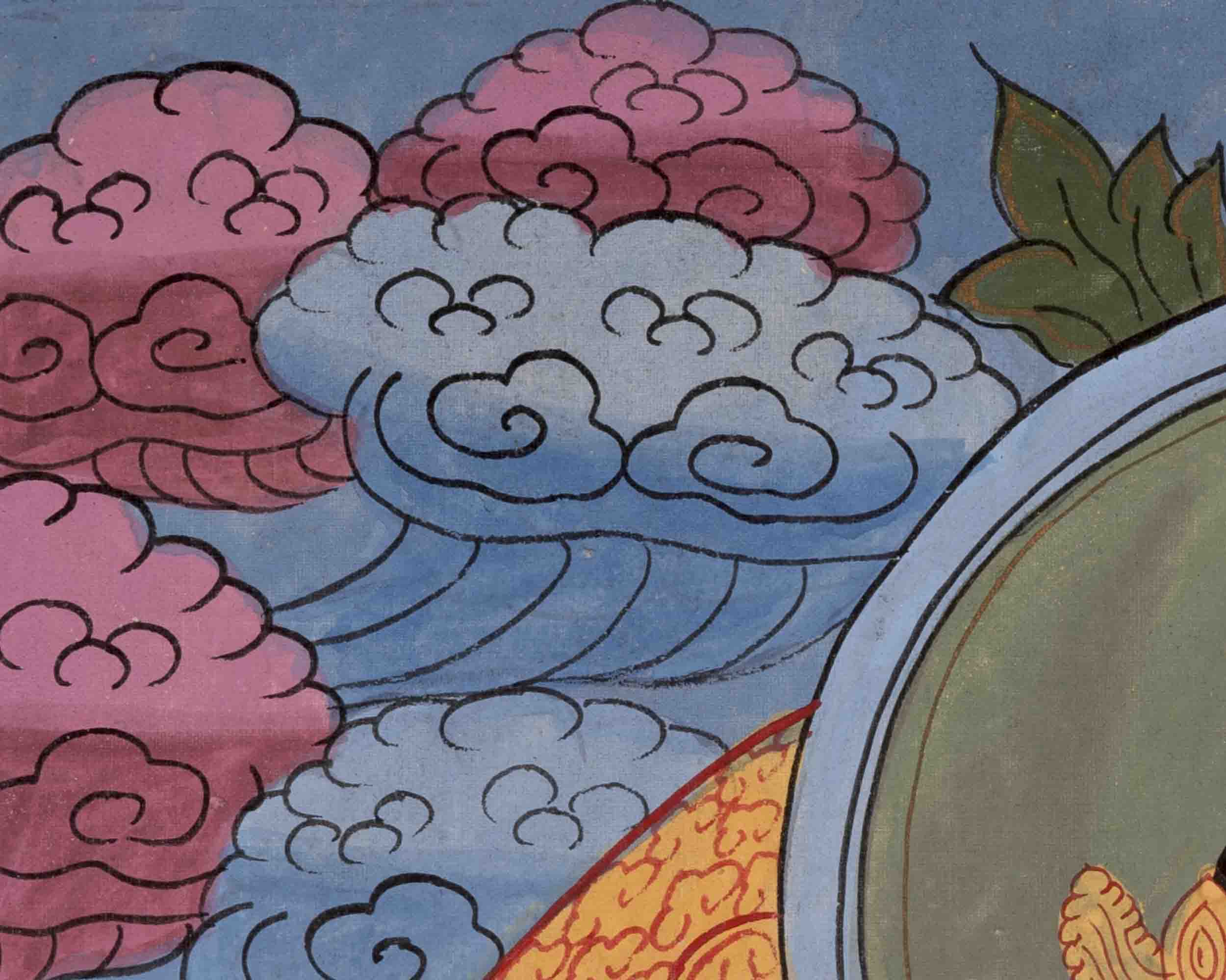 Vintage Amitayus Buddha Thangka | Religious Buddhist Art | Wall Decors