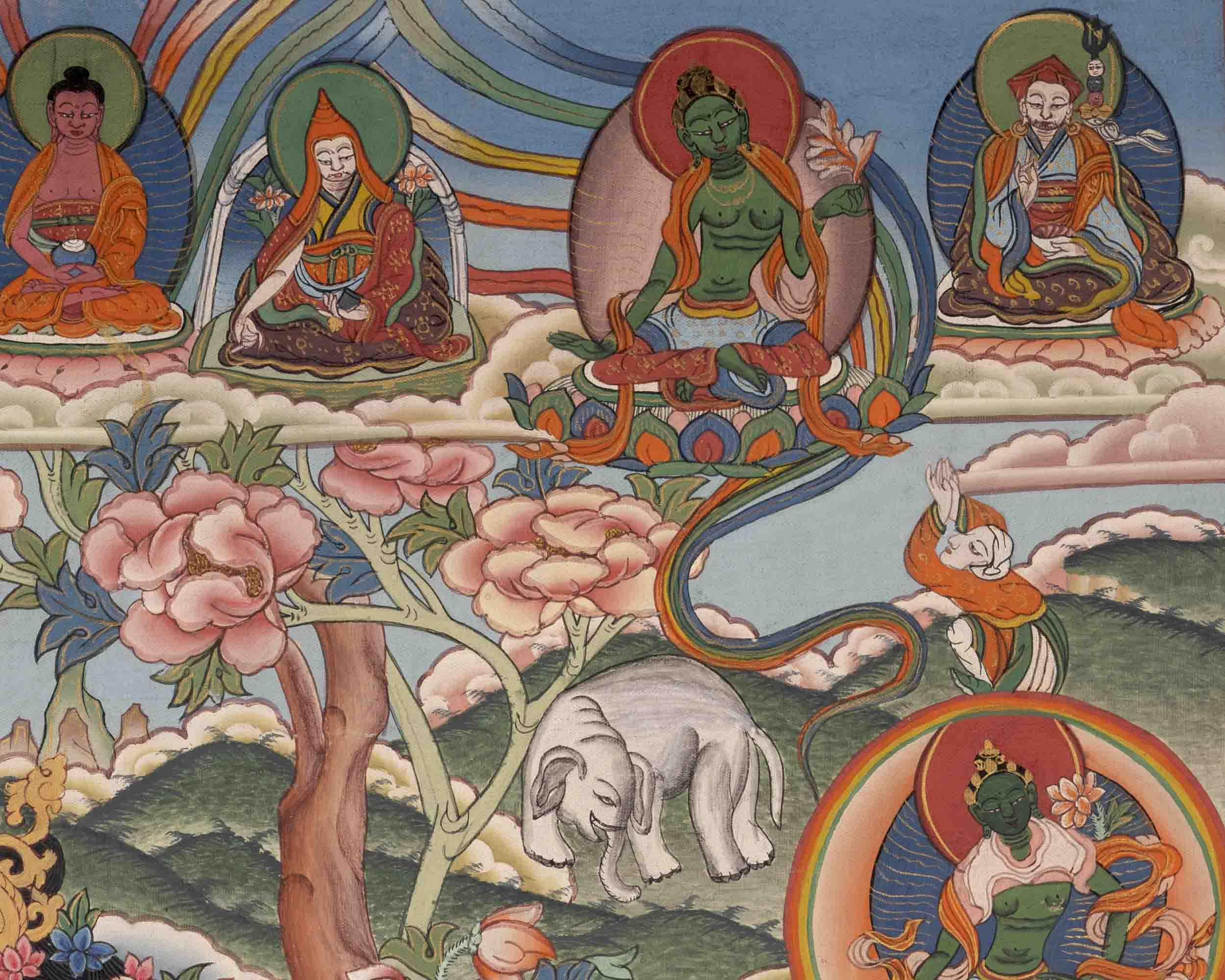 Healing Green Tara Thangka | Healing Female Deity Painting | Wall Decors