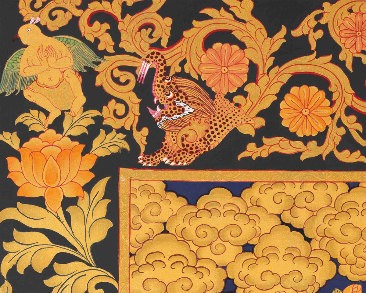 Shakyamuni Buddha Gold Thangka | Religious Tibetan Paint | Wall Decors