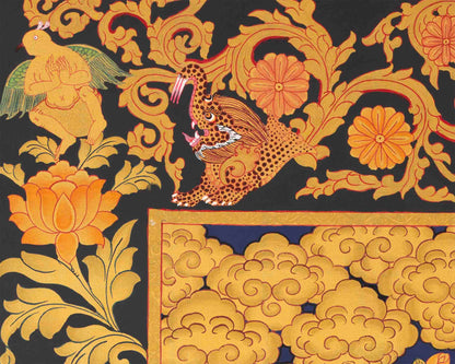 Shakyamuni Buddha Gold Thangka | Religious Tibetan Paint | Wall Decors