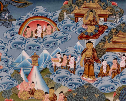 Gautam Buddha's Life Story | Religious Buddhist Thangka | Wall Decors