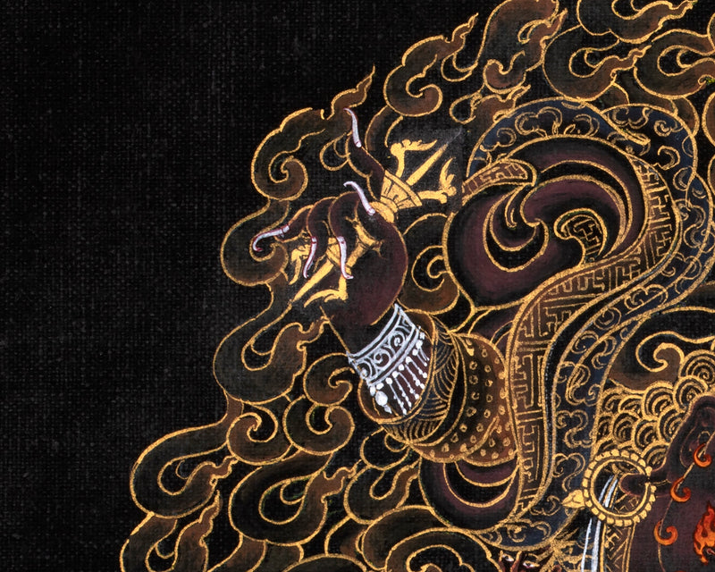 Dorje Drollo Thangka | Black And Gold Thanka | Tibetan Buddhist Deity