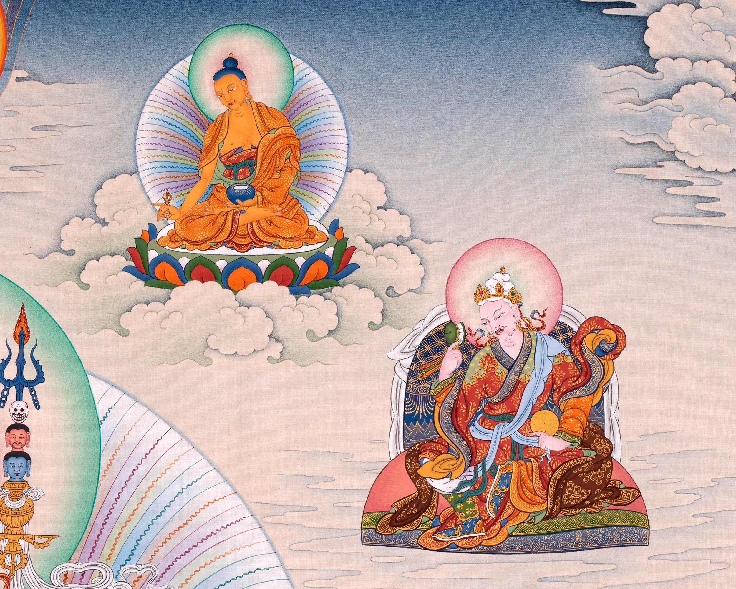 Guru Padmasambhava Manifestation Thangka | Tibetan Thangka Canvas Print