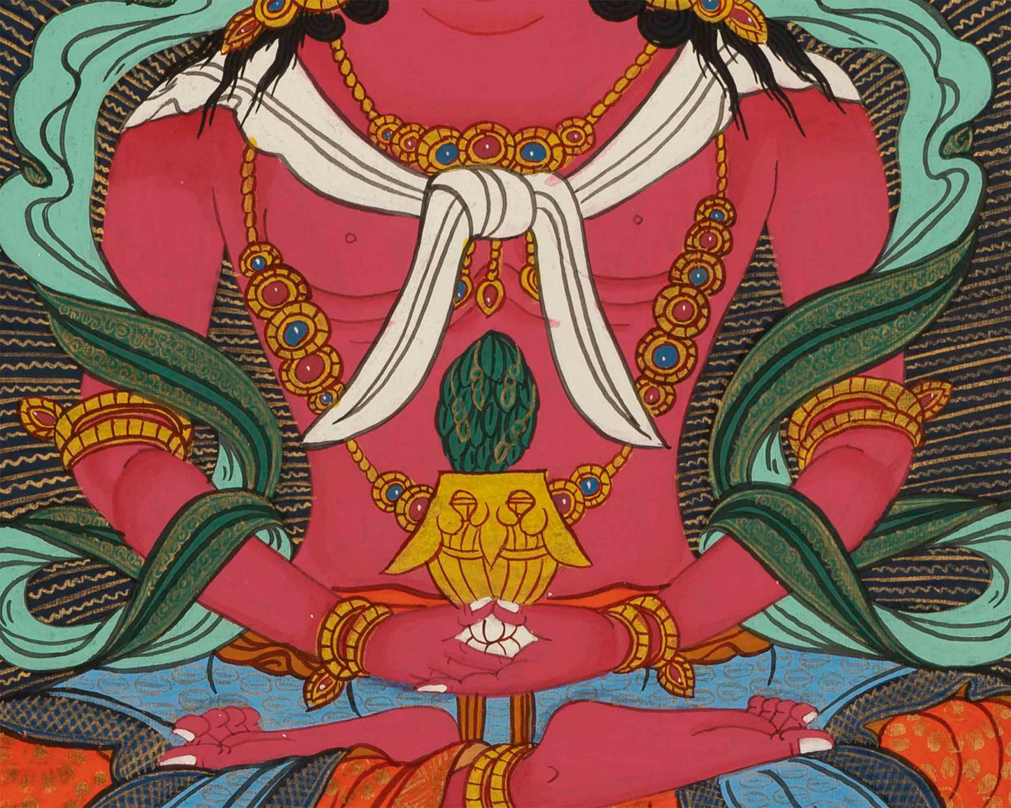 Red Amitayus Buddha Thangka | Tibetan Wall Decoration