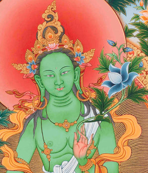 Arya Green Tara Print | Thangka Print | Religious Wall Decors