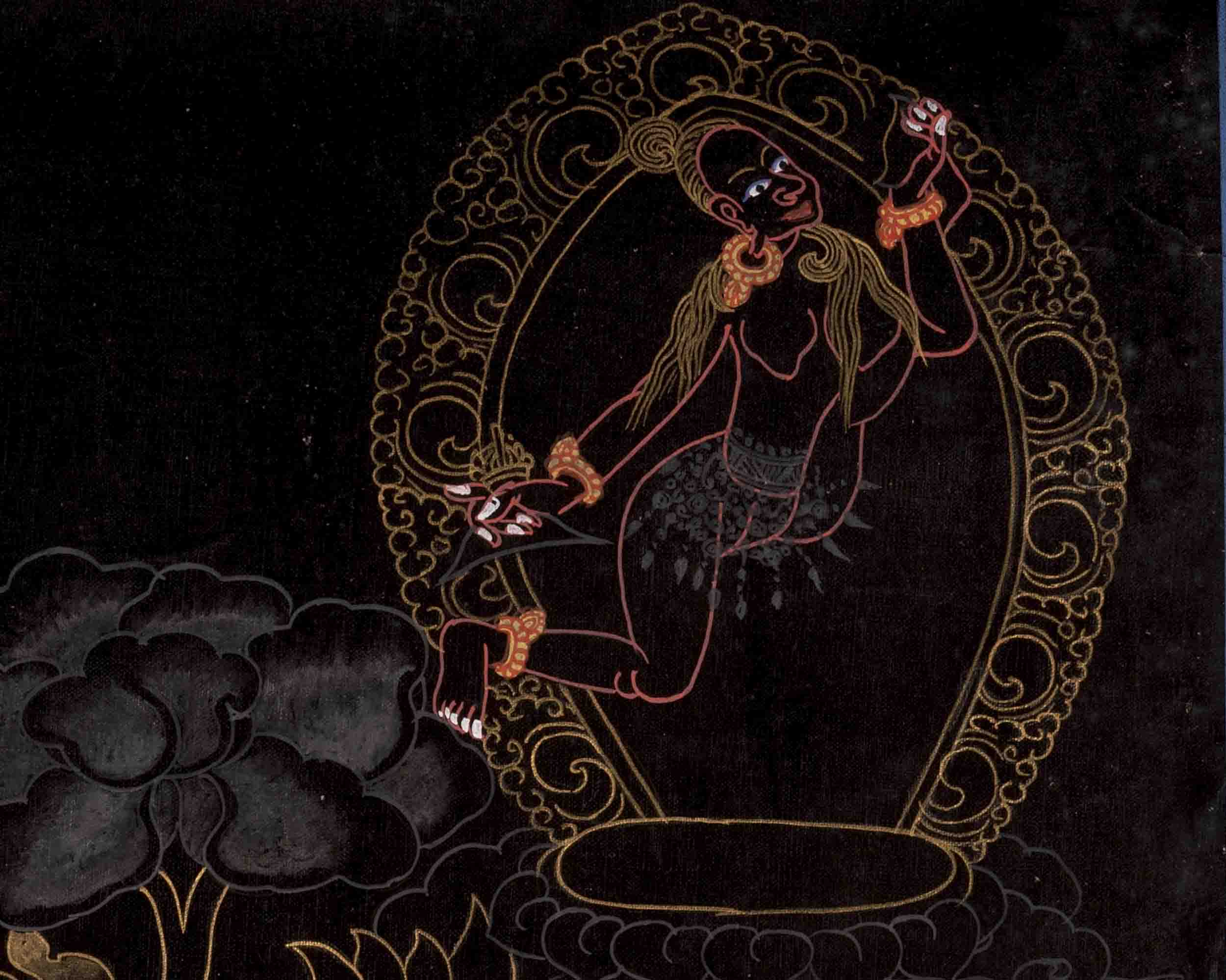 Vajrayogini in Black Themed Digital Prints | Tibetan Wall Decoration
