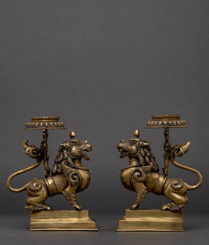 Dragon Brass Oil Lamp Set