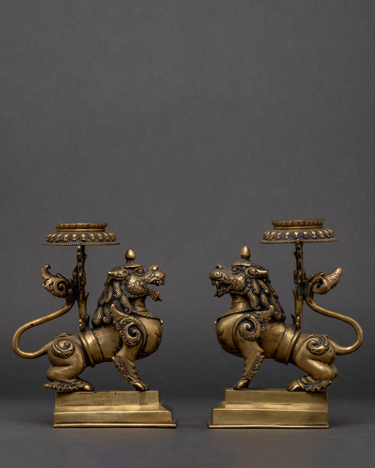 Dragon Brass Oil Lamp Set