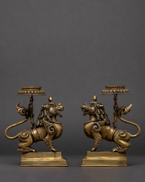 Dragon Brass Oil Lamp Set
