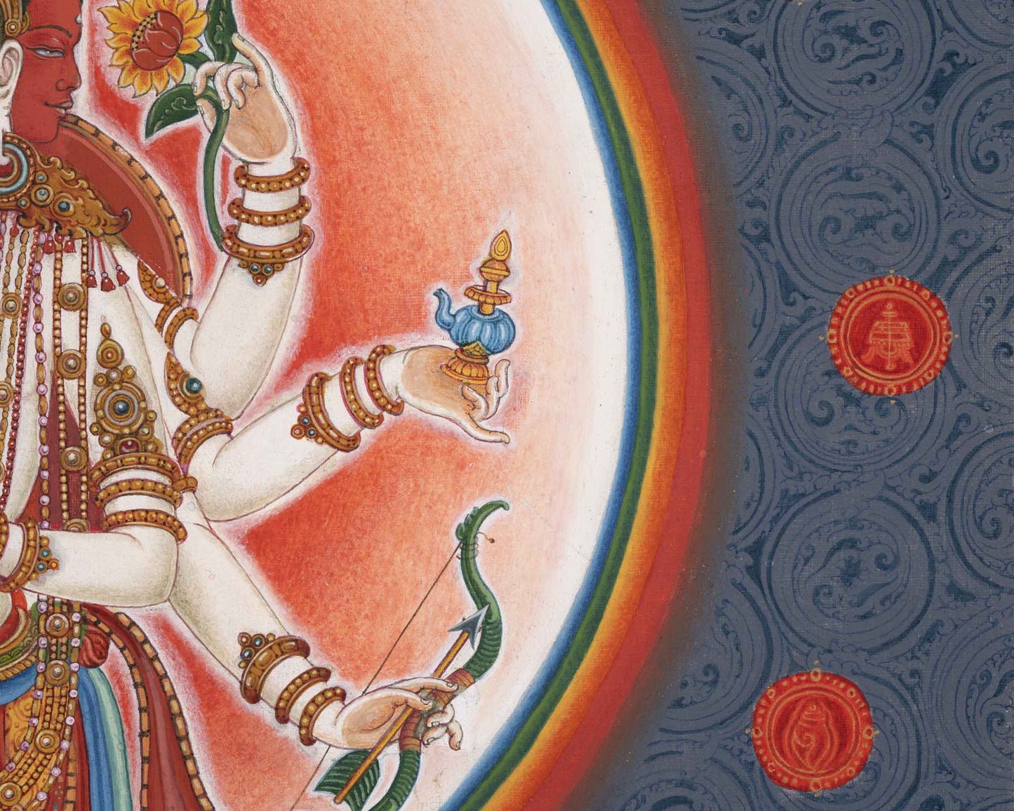 Lord Of All Realms Lokeshwor Thangka Print | Tibetan Print Of Lokesvara For Spiritual Room Decoration