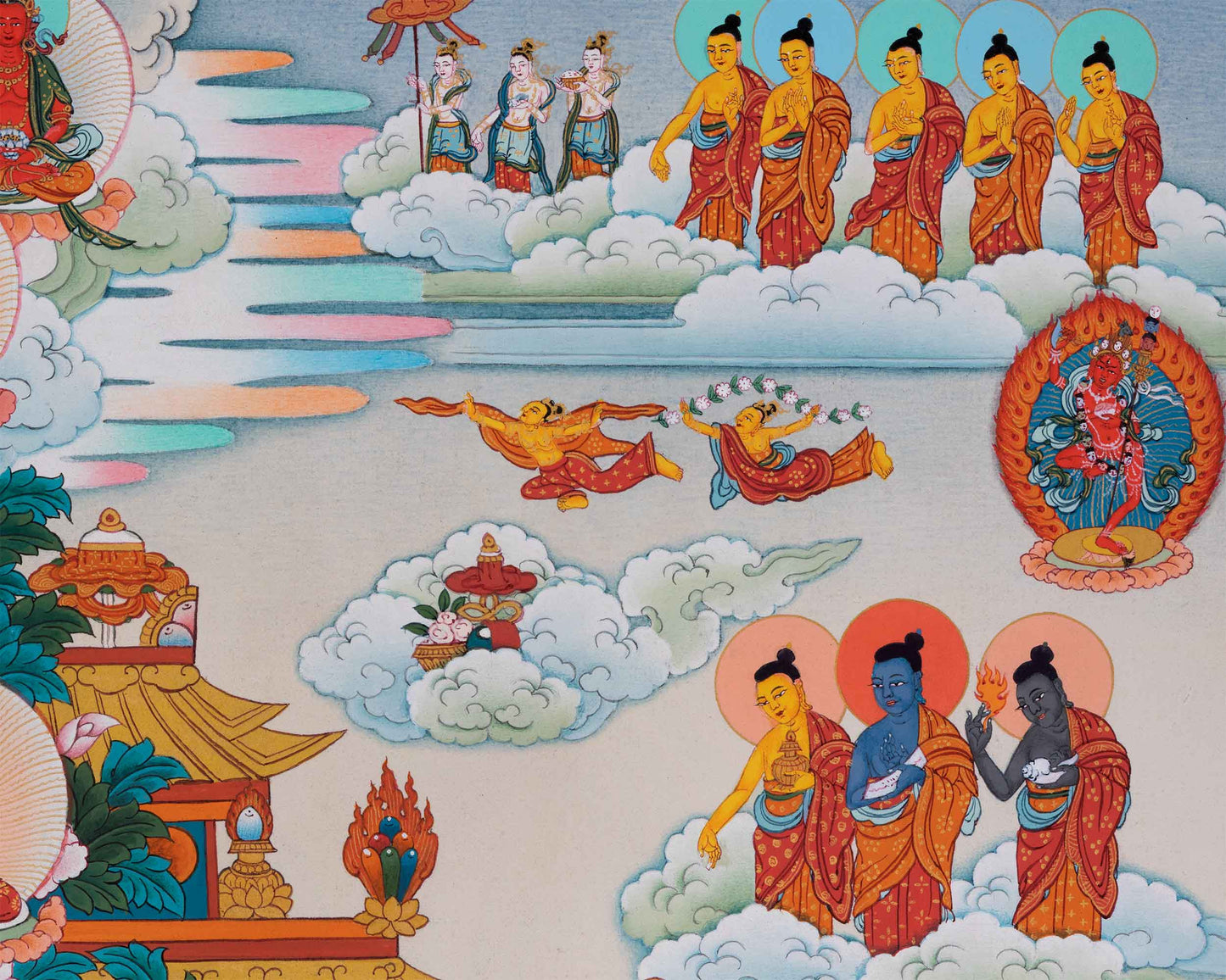 Amitabh Buddha Pure Land Thangka | Traditionally Hand-Painted Amitabha Singham Art