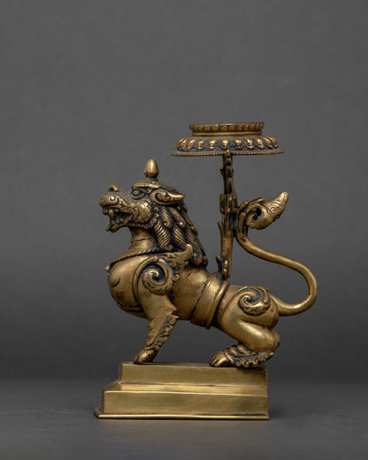 Dragon Brass Oil Lamp Set | Himalayan Vinatge Art Work