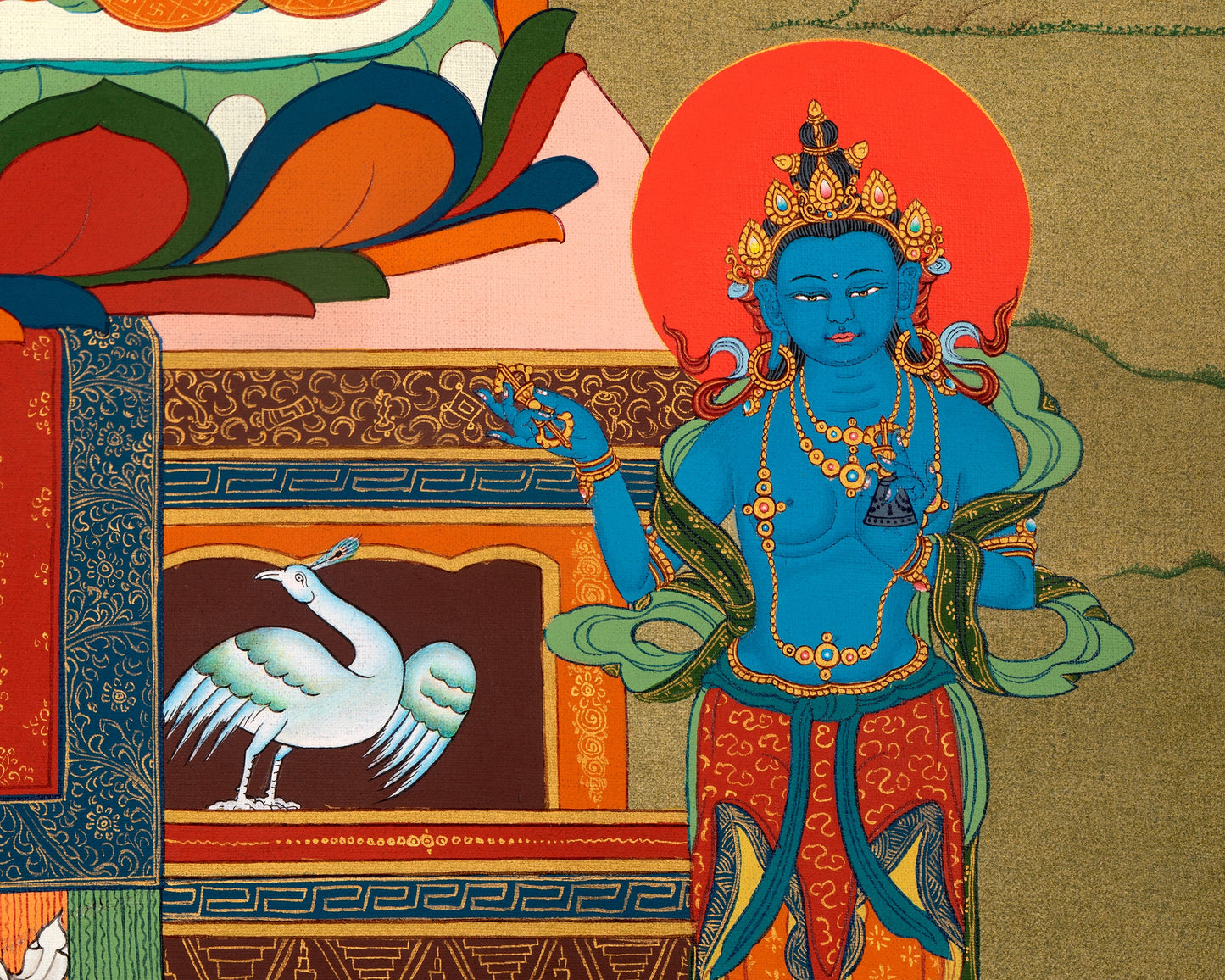 Amitabha Buddha, Chenrezig and Vajrapani | Hand Painted | Tibetan Thangka Art