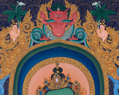 Green Tara Thangka Print, Canvas Digital Print