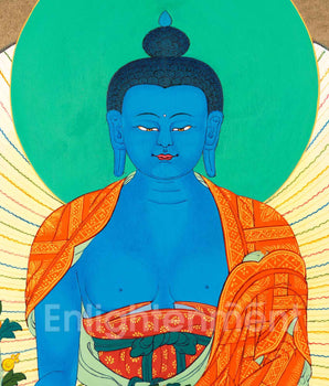Traditionally Hand-Painted Medicine Buddha Meditation Thangka | Tibetan Art For Healing Buddha Practices