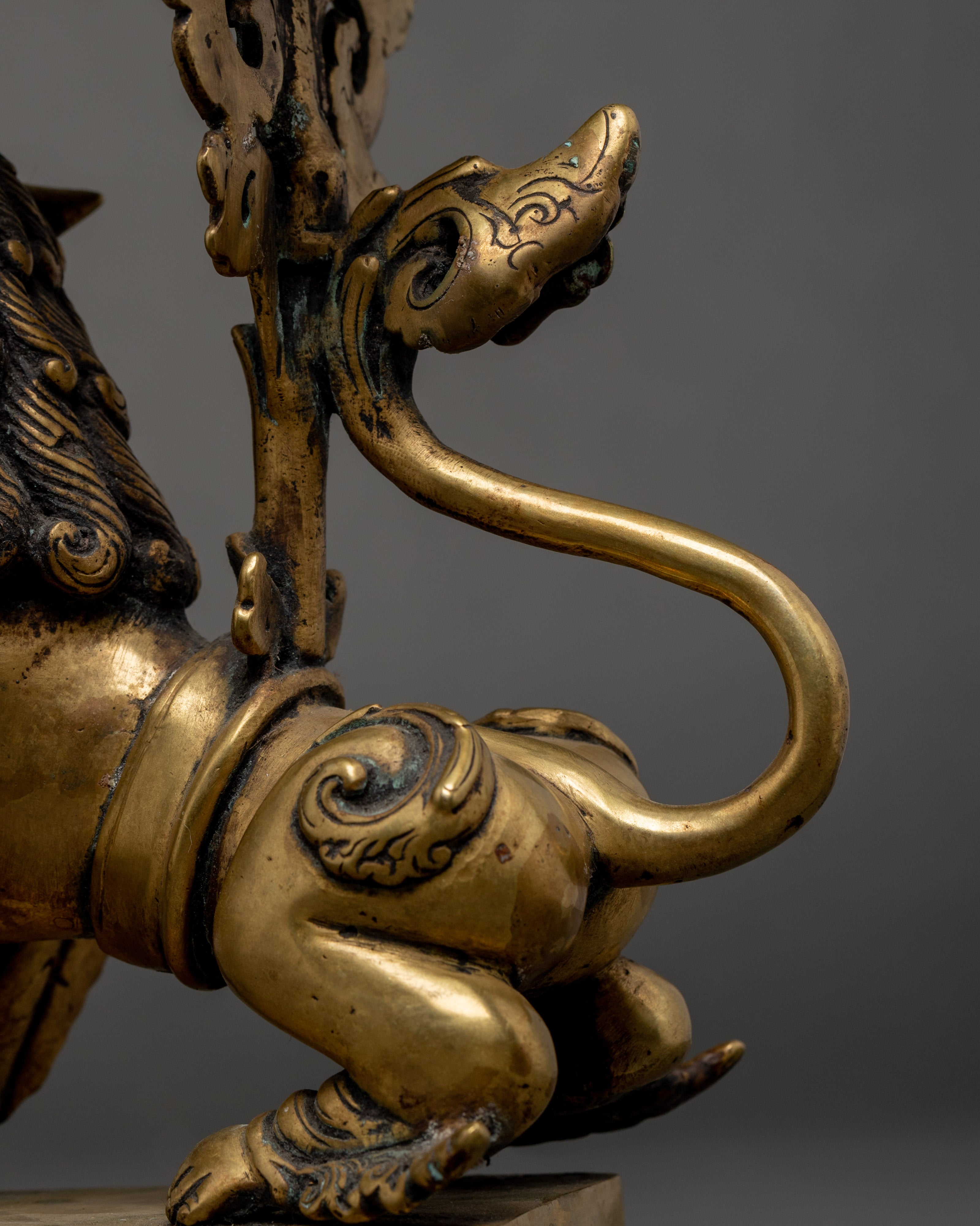 Dragon Brass Oil Lamp Set | Himalayan Vinatge Art Work