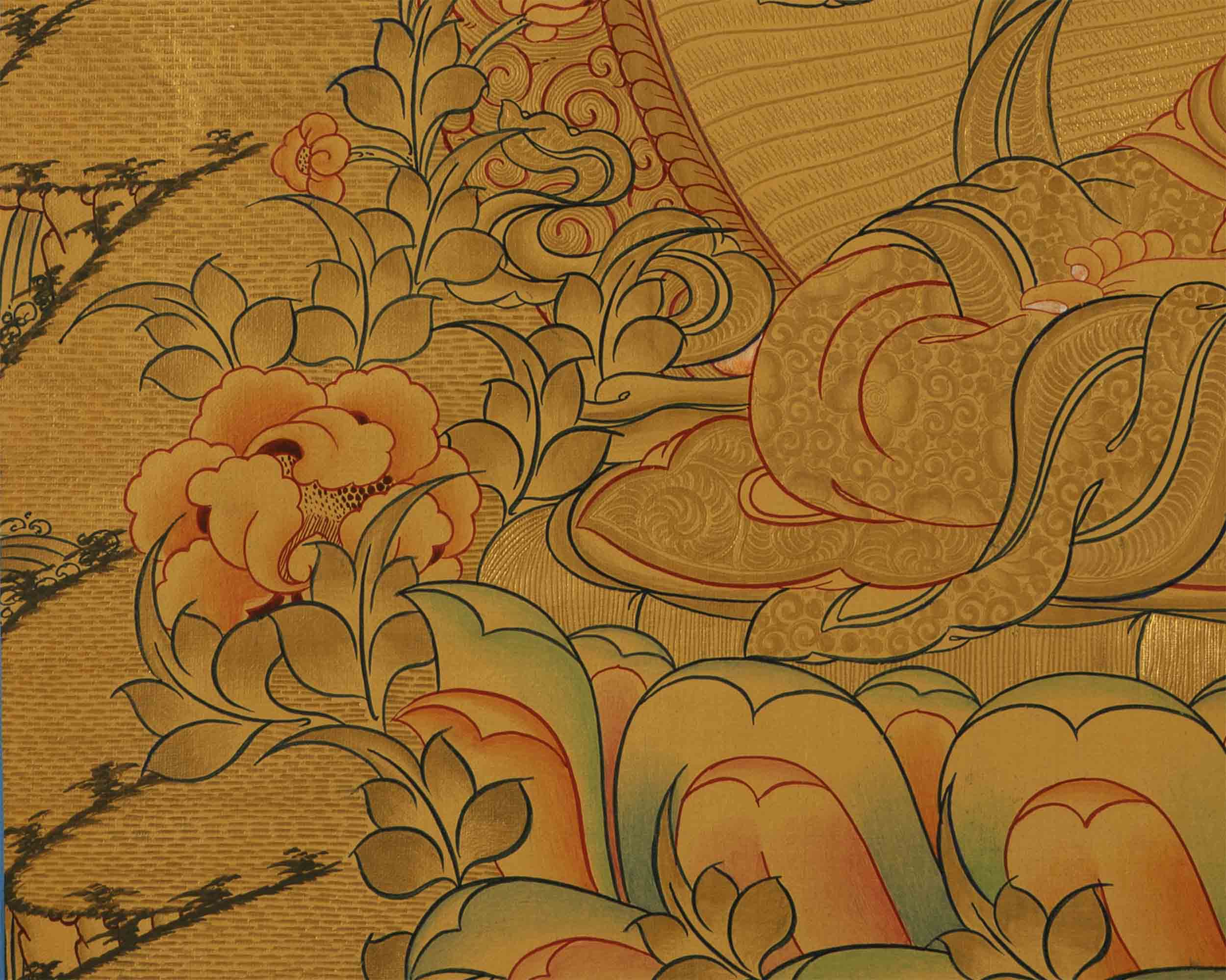 Gold Style Manjushree Thangka |  Home Wall Hanging Thanka