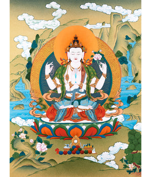 Avalokiteshvara Thangka | Tibetan Bodhisattva Art