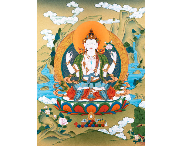 Avalokiteshvara Thangka | Tibetan Bodhisattva Art