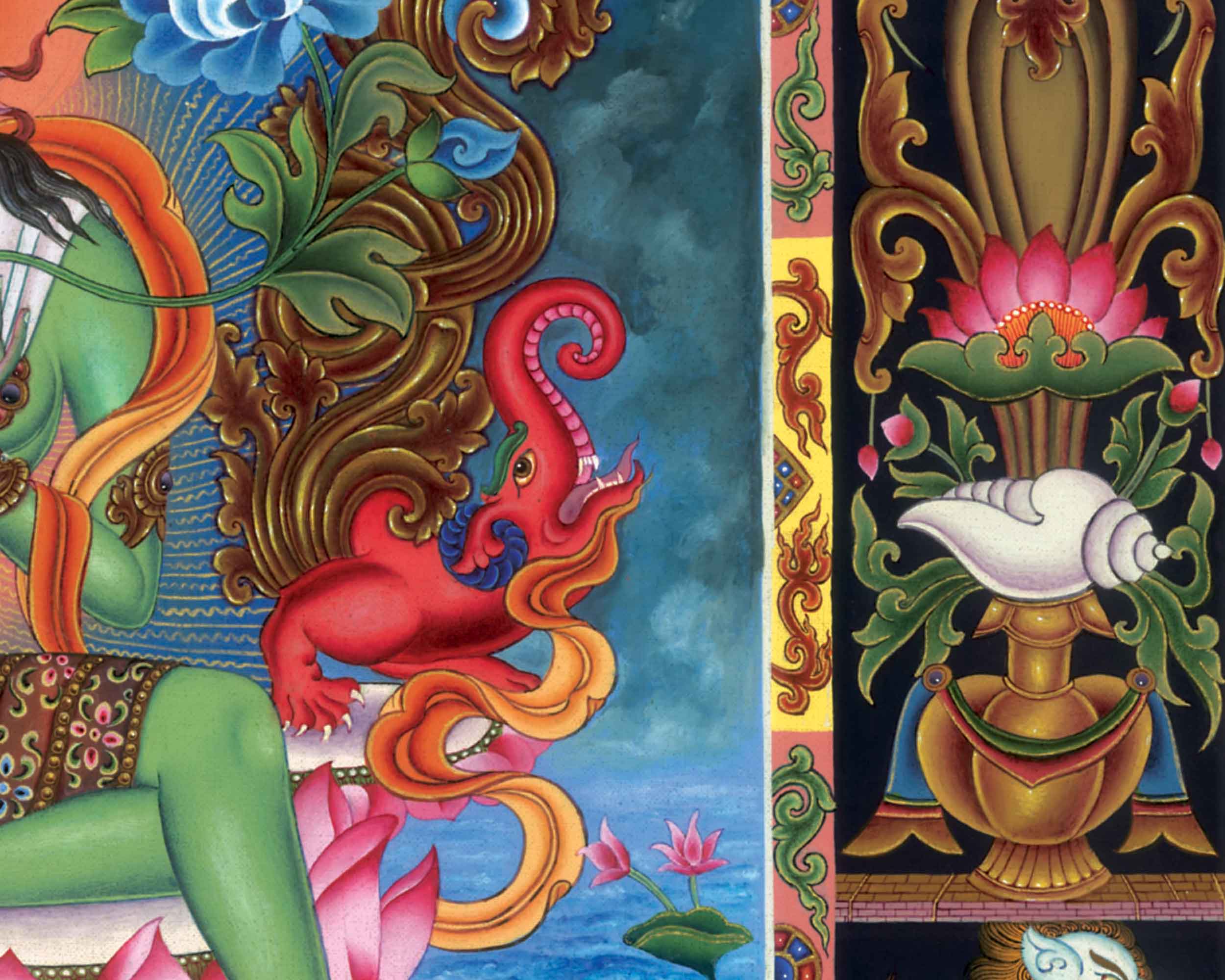 Tibetan Thangka Green Tara Prints | Canvas Digital Prints