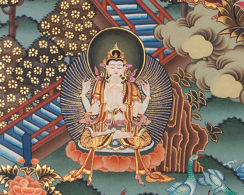 Vintage Manjushri Thangka | Tibetan Wall Decoration Painting