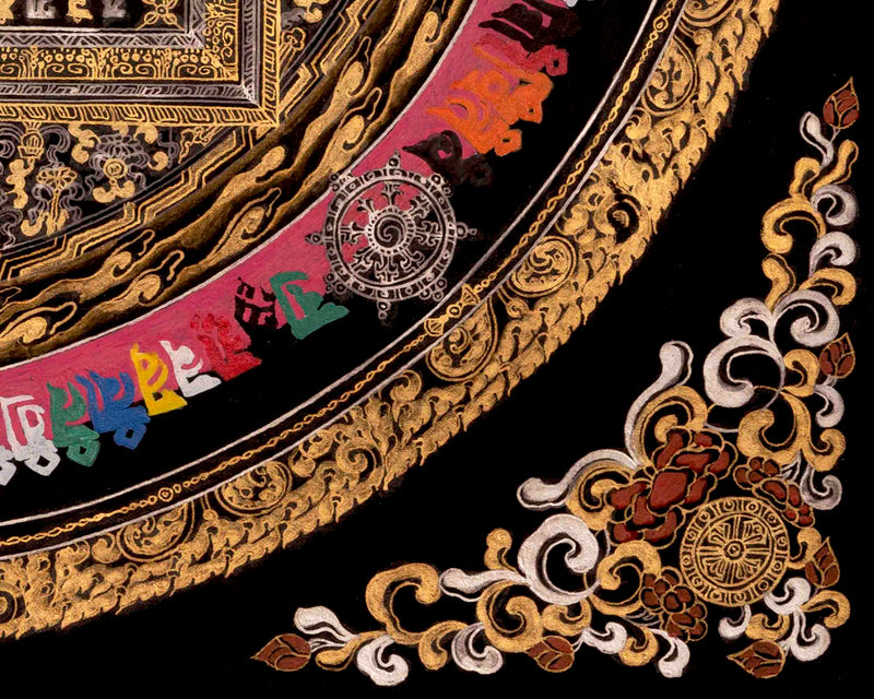 Kalachakra Mandala Thangka | Full 24K Gold Style Art | Religious Wall Decors