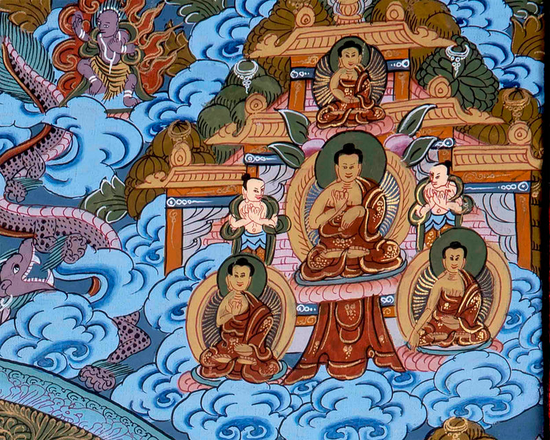 Hand-Painted Mandala Thangka With Brocade | Wall Decor Painting