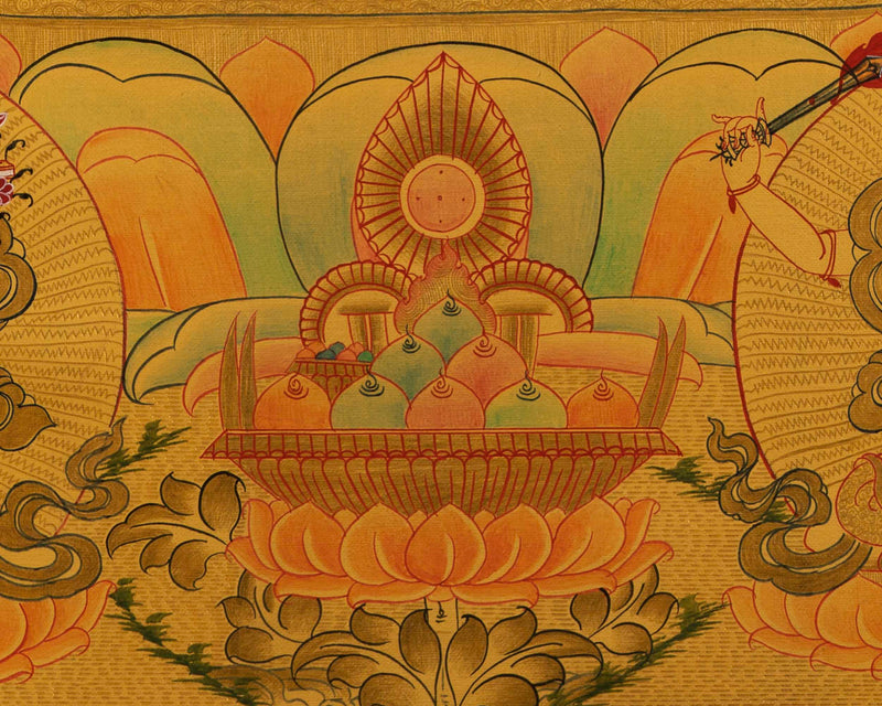 Gold Manjushree Thangka | Hand Painted Bodhisattva Art