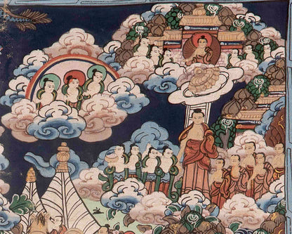 Buddha life Story Thangka | Wall Decoration Painting with Brocade