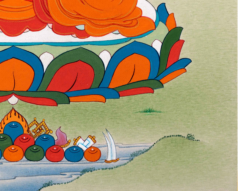 Small Buddha Amitabha Prayer Thangka | Tibetan Art of Infinite Light Deity