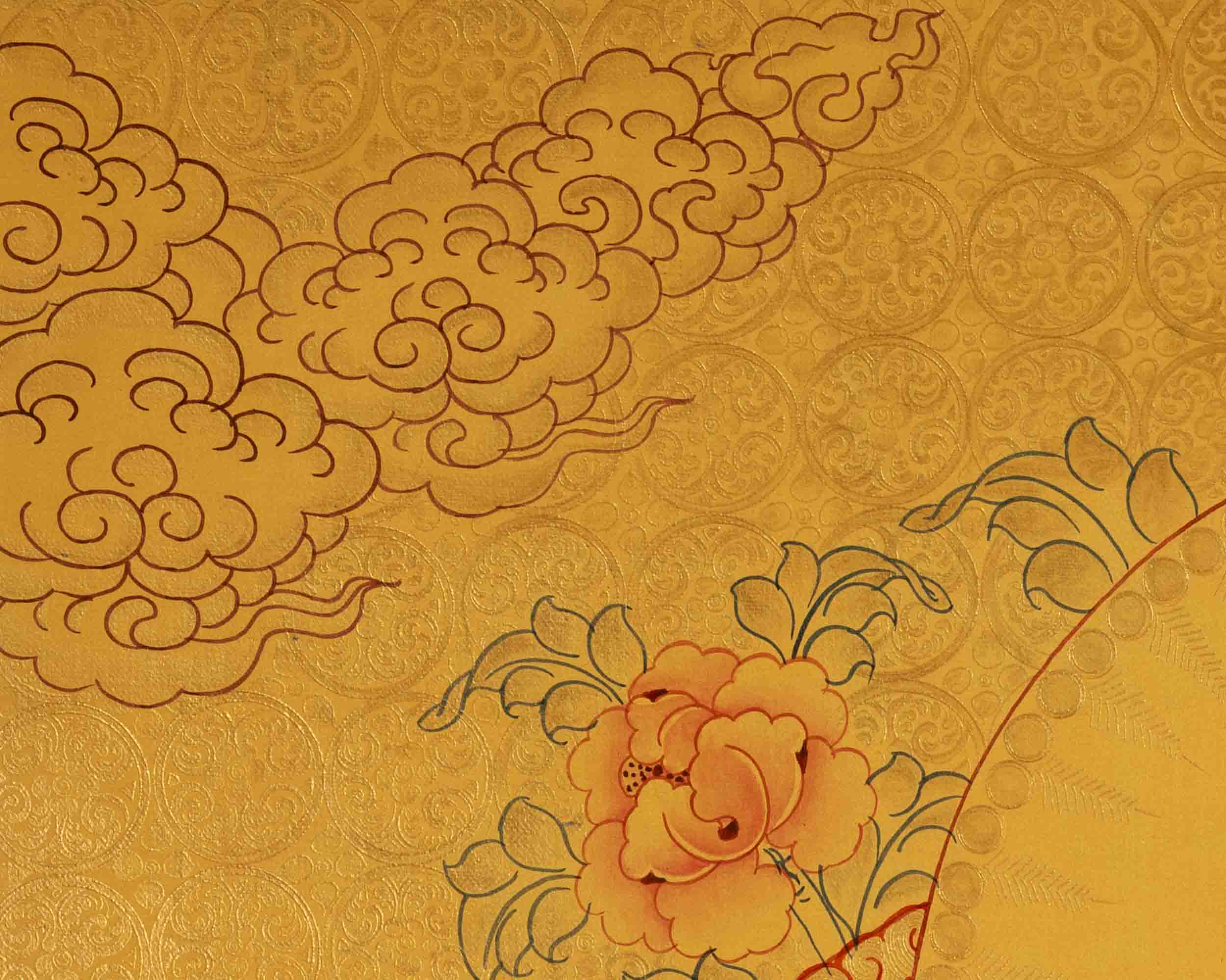 Shakyamuni Buddha Thangka | 24K Gold Painting | Wall Hanging Decors