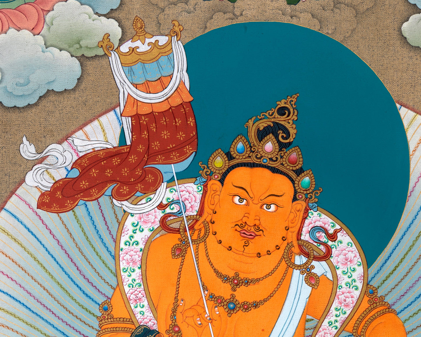 Five Jambhala Thangka | Buddhist Wealth Deities