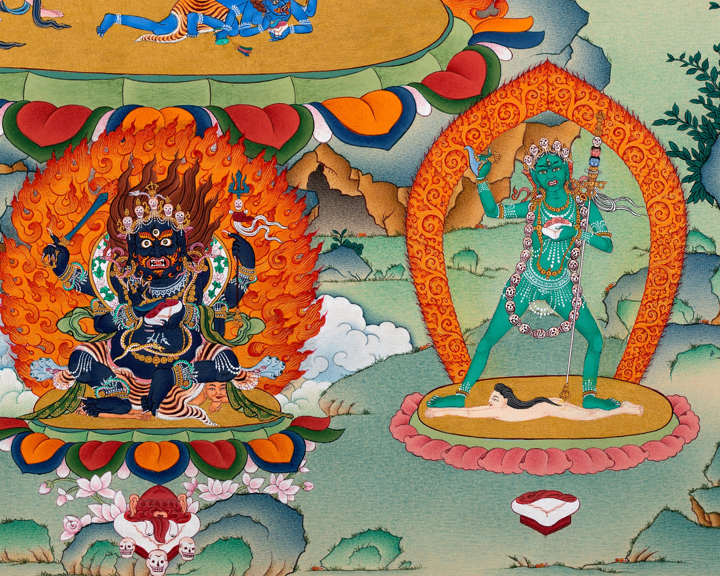 Chakrasamvara And Four Dakini | Tibetan Buddhist Thangka Art