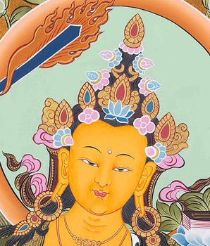 Manjushree Tibetan Thangka | Mindfulness Meditation Object