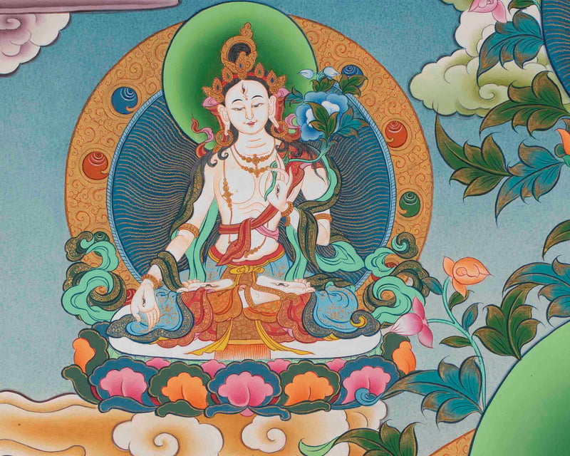 Avalokitesvara Chengrezig Thangka | Traditional Buddhist Paint | Wall Decors
