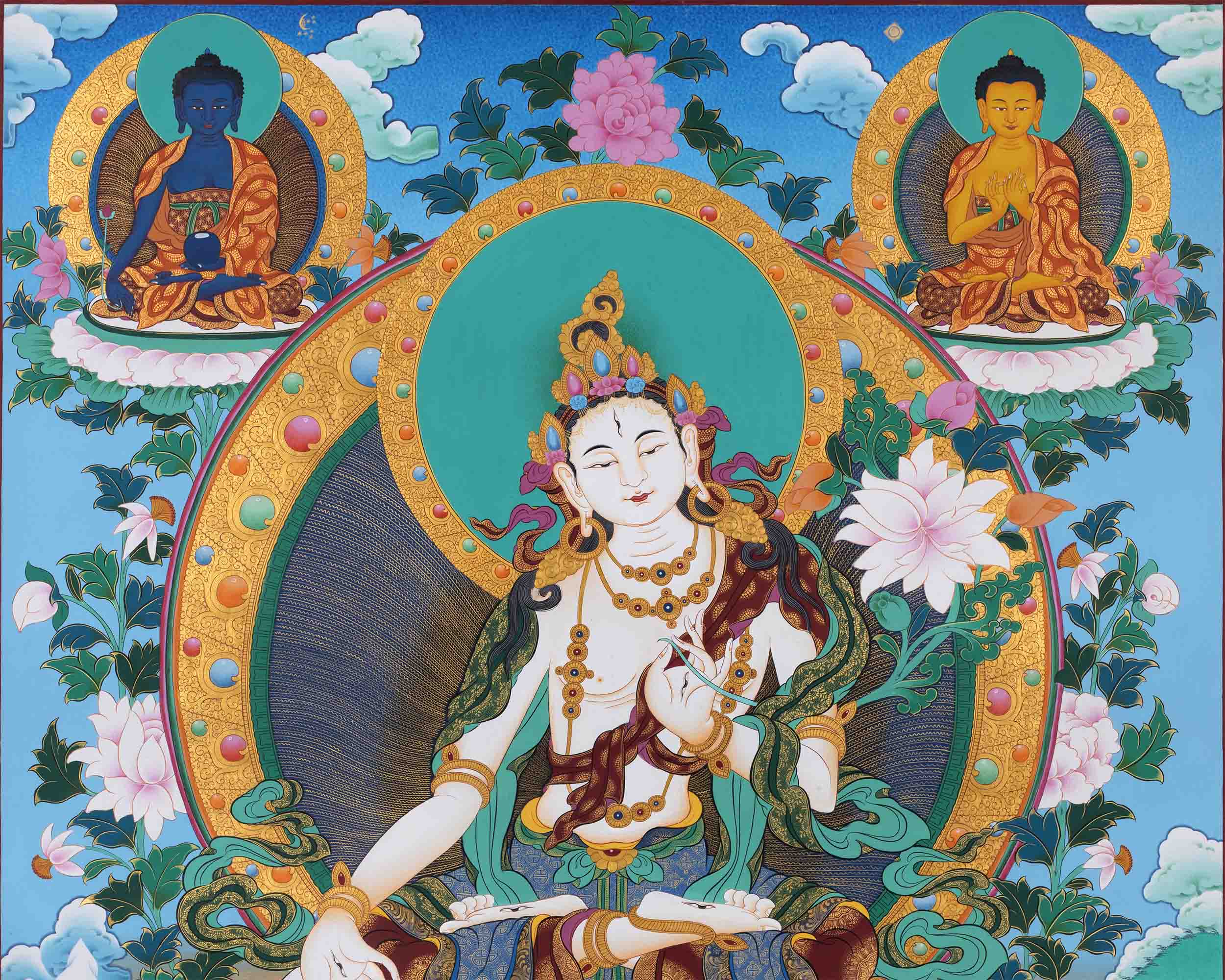 Arya Tara Print | White Tara Thangka | Wall Decoration Print