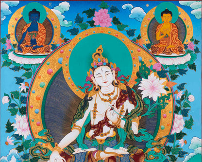 Arya Tara Print | White Tara Thangka | Wall Decoration Print