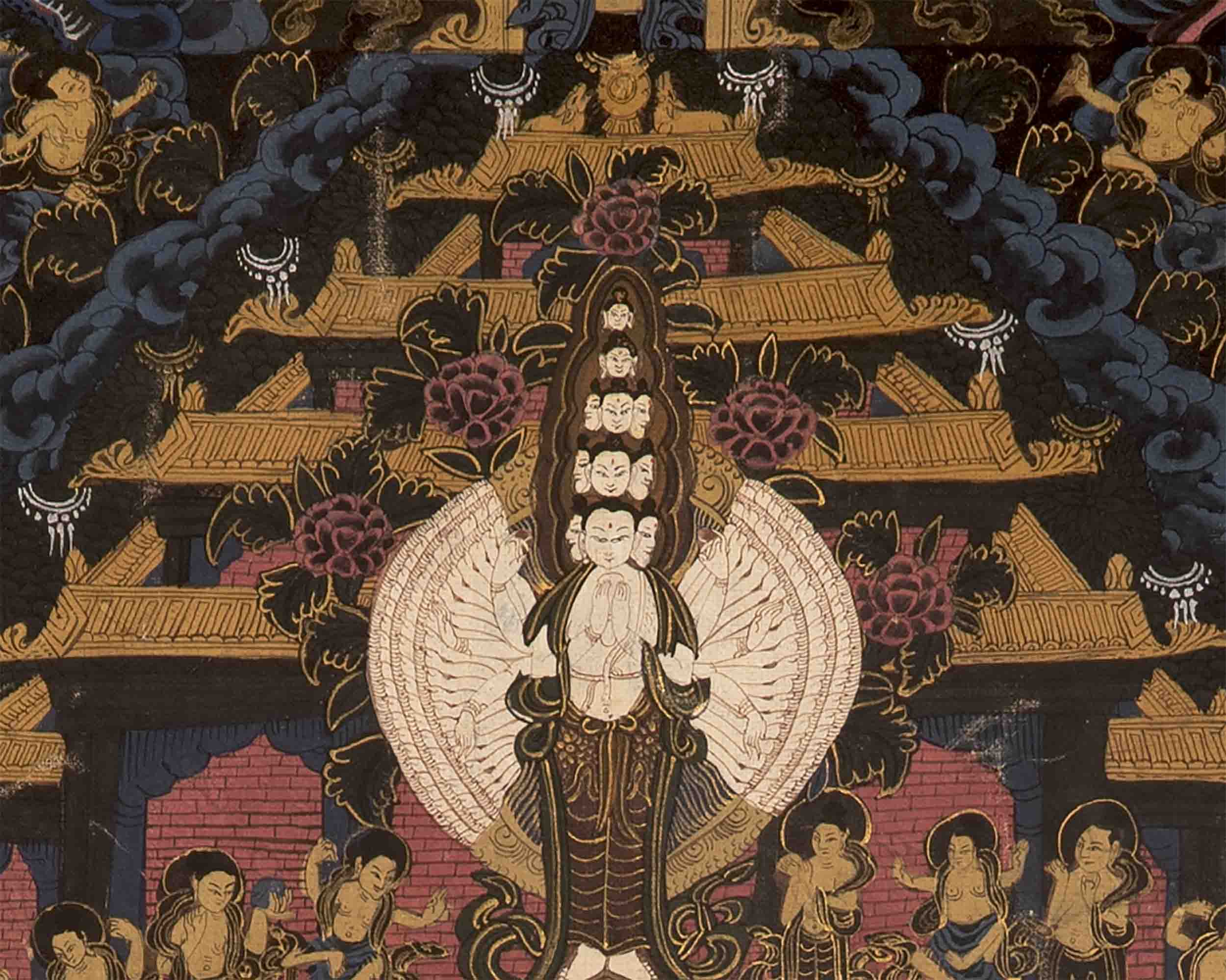 Hand Painted Buddha Mandala Thangka | Art Painting With Brocade
