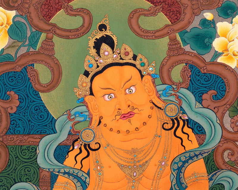 Jambala, Dzambhala Thangka Painting, Tibetan Thangka Print