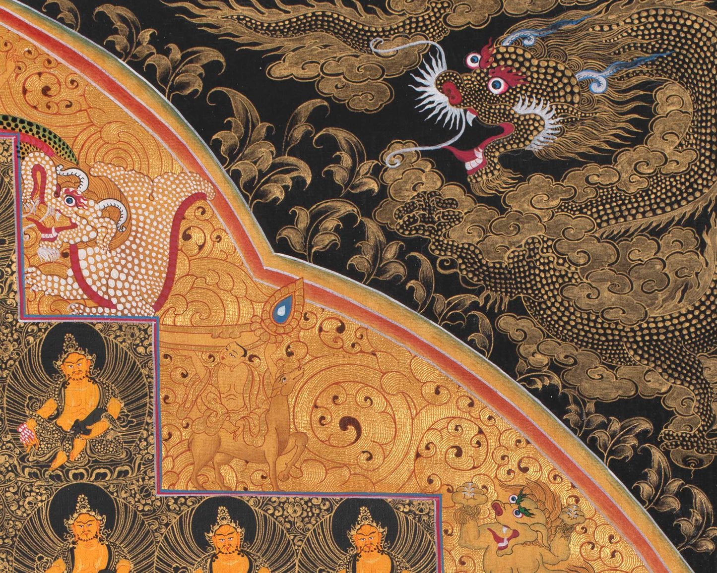 Dzambala Yellow Thangka  |  Traditional Tibetan Art | Wall Decors