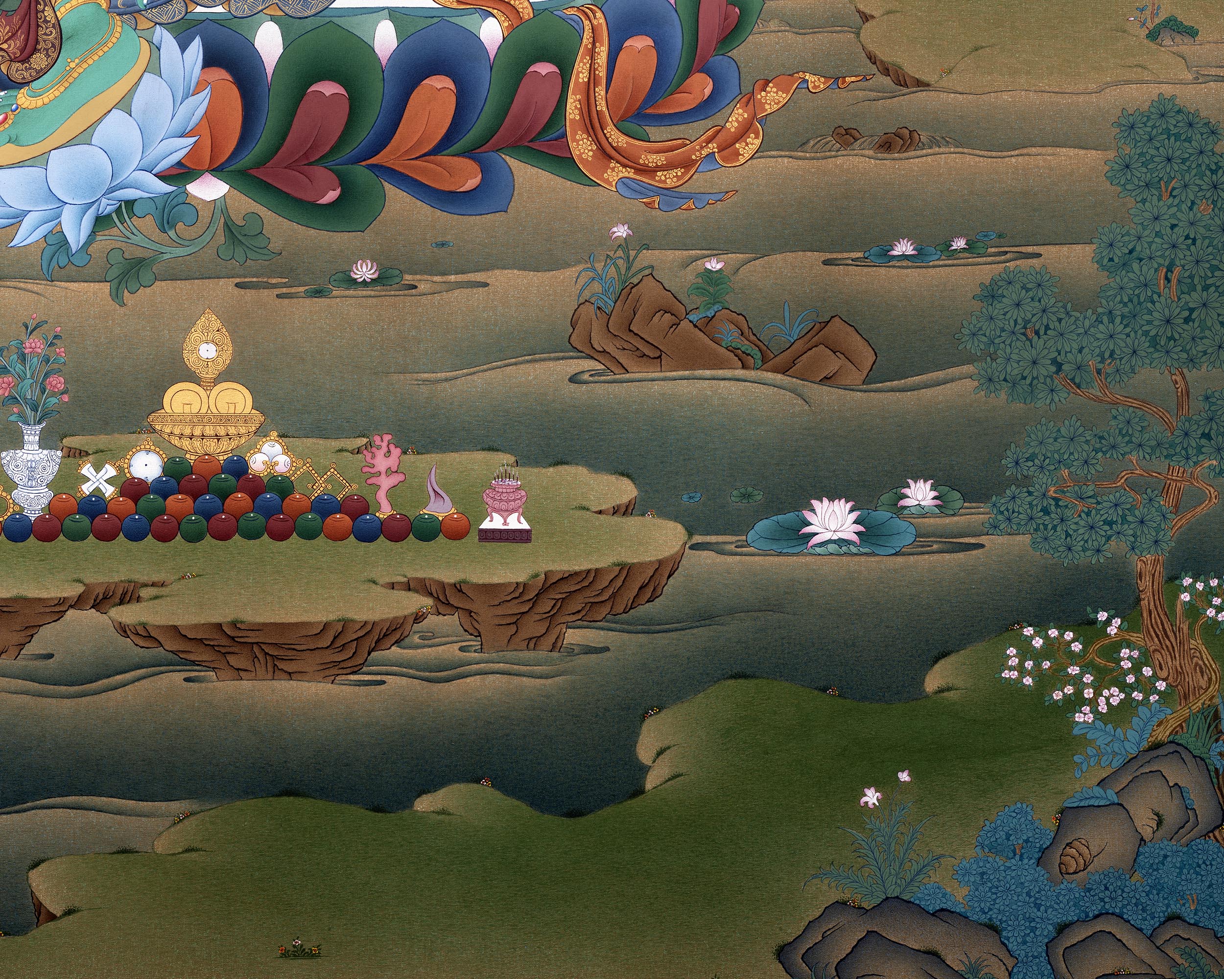 Green Tara Thangka Print | Buddhist Painting  | Digital Canvas Print