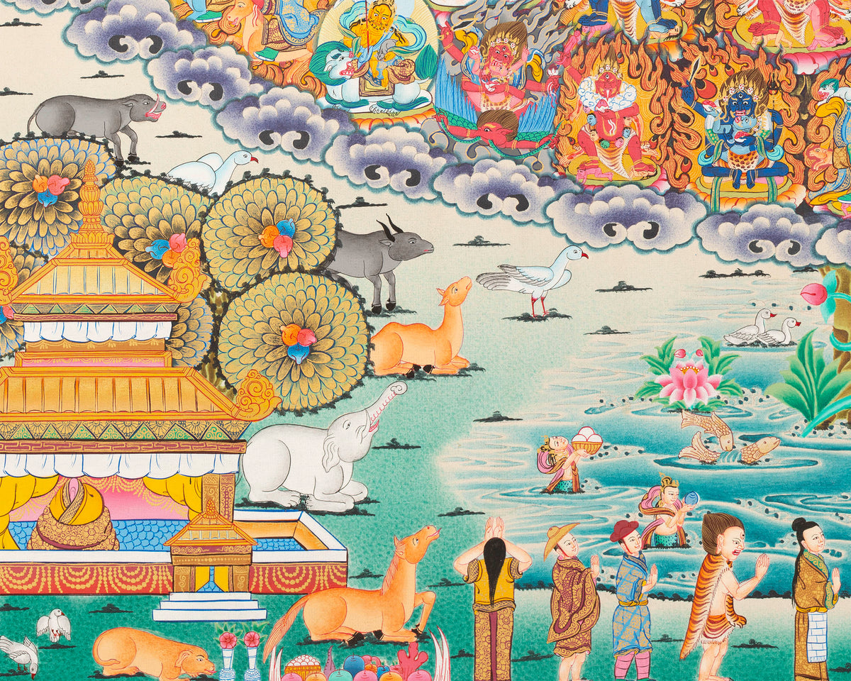 Guru Rinpoche Refuge Tree | Hand Painted Buddhist Print
