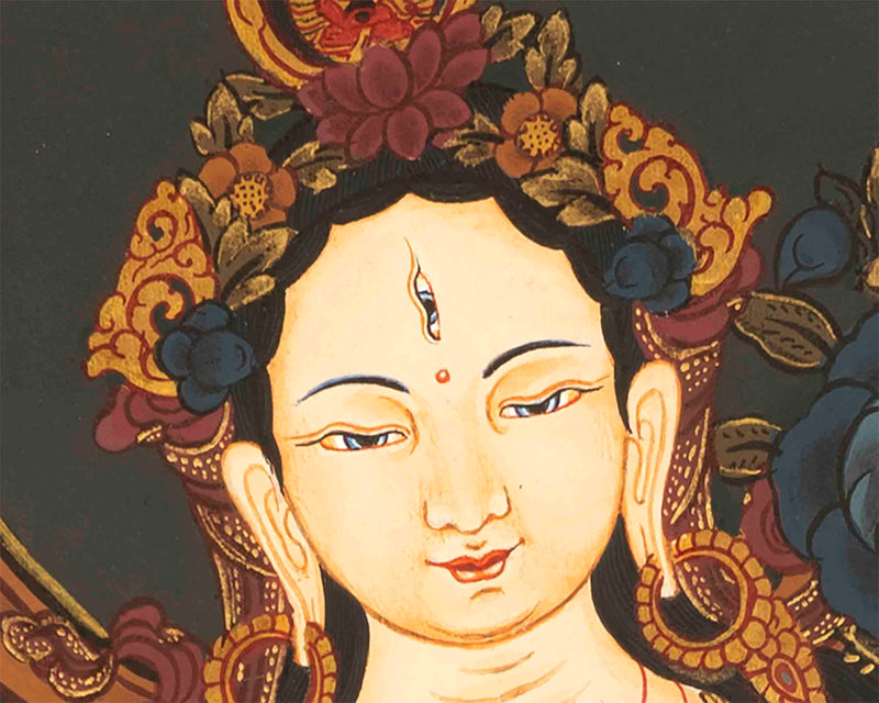 White Tara Thangka | Buddhist Wall Hanging Painting